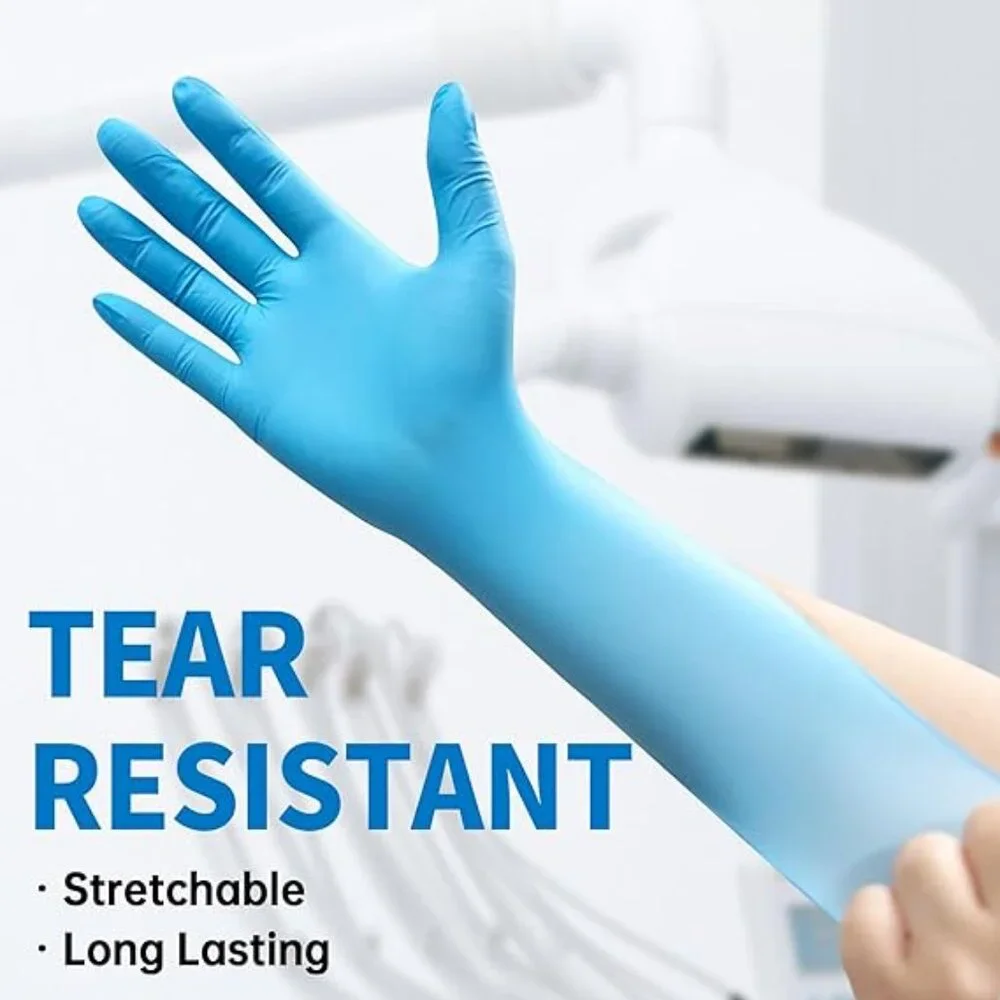 6 Powder-Free Nitrile Exam Gloves, 4.5 Mil, 100 Count, Blue, Food-Safe Disposabl